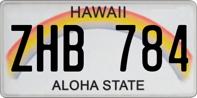 HI license plate ZHB784