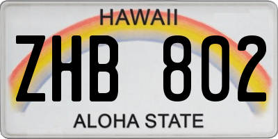 HI license plate ZHB802
