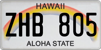 HI license plate ZHB805