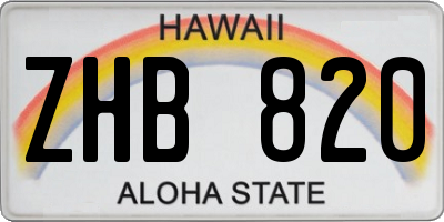 HI license plate ZHB820