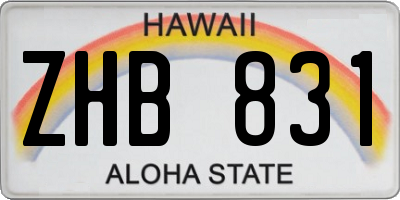 HI license plate ZHB831