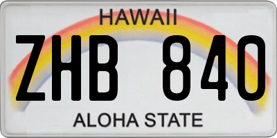 HI license plate ZHB840