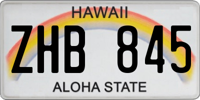 HI license plate ZHB845