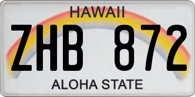 HI license plate ZHB872