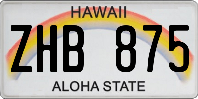 HI license plate ZHB875