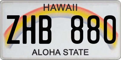 HI license plate ZHB880