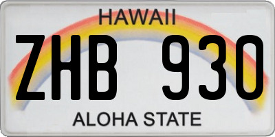 HI license plate ZHB930