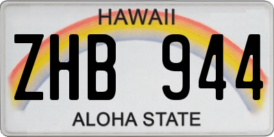 HI license plate ZHB944