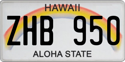 HI license plate ZHB950