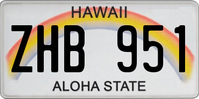 HI license plate ZHB951