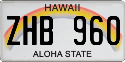 HI license plate ZHB960