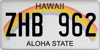 HI license plate ZHB962