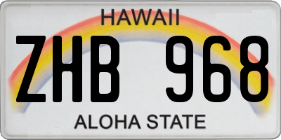 HI license plate ZHB968