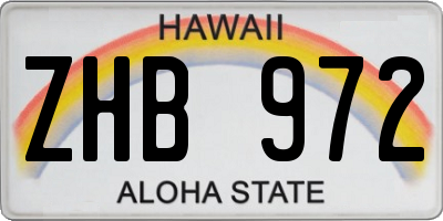 HI license plate ZHB972