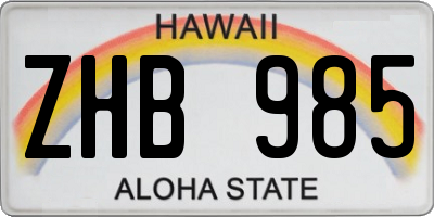 HI license plate ZHB985