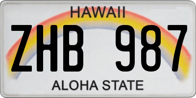 HI license plate ZHB987