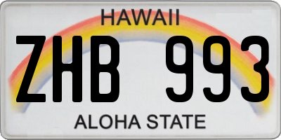 HI license plate ZHB993