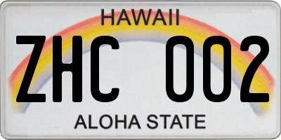 HI license plate ZHC002