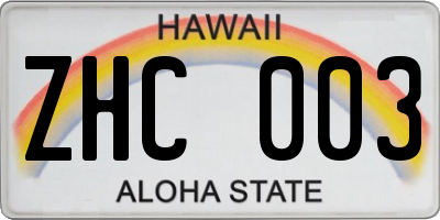 HI license plate ZHC003