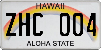 HI license plate ZHC004