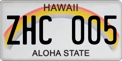 HI license plate ZHC005