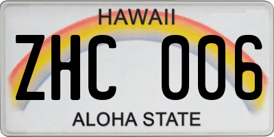 HI license plate ZHC006