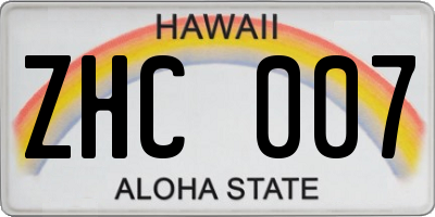HI license plate ZHC007
