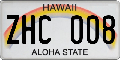 HI license plate ZHC008