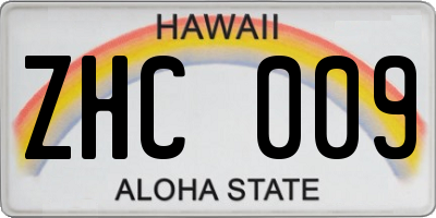 HI license plate ZHC009