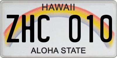 HI license plate ZHC010