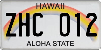 HI license plate ZHC012