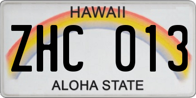 HI license plate ZHC013