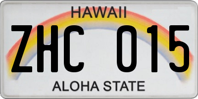 HI license plate ZHC015