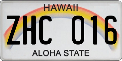 HI license plate ZHC016