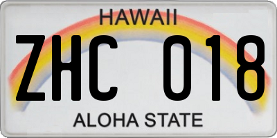 HI license plate ZHC018
