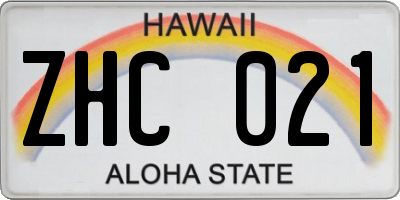 HI license plate ZHC021