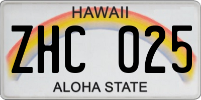 HI license plate ZHC025