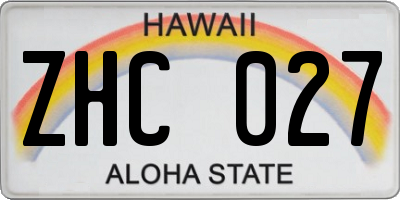 HI license plate ZHC027