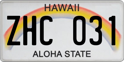 HI license plate ZHC031