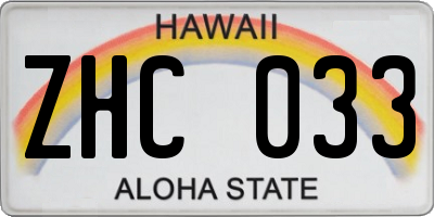 HI license plate ZHC033
