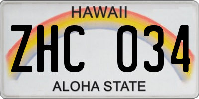HI license plate ZHC034