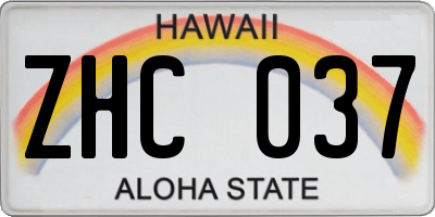 HI license plate ZHC037