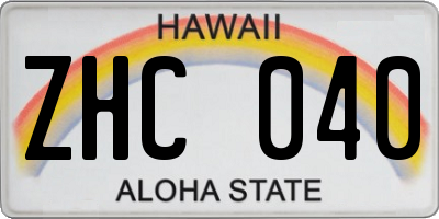 HI license plate ZHC040