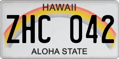 HI license plate ZHC042