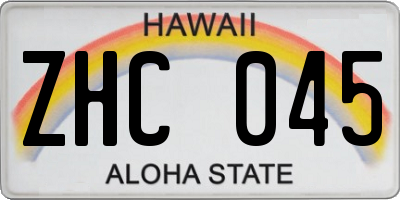 HI license plate ZHC045