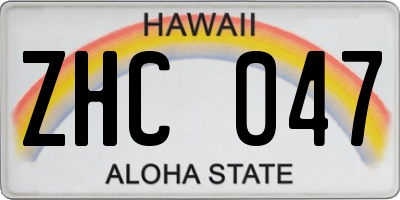 HI license plate ZHC047