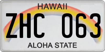 HI license plate ZHC063