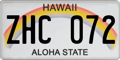 HI license plate ZHC072