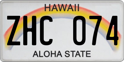 HI license plate ZHC074