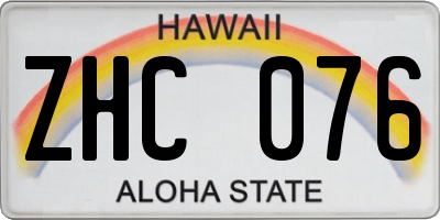 HI license plate ZHC076